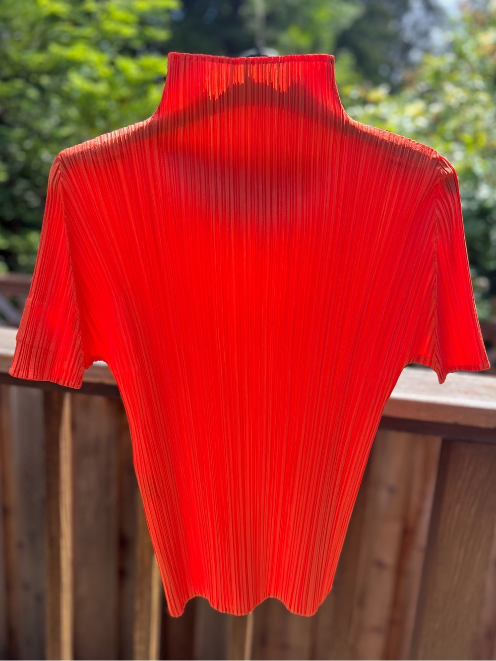 Pleats Please Issey Miyake Bright Orange Pleated Top